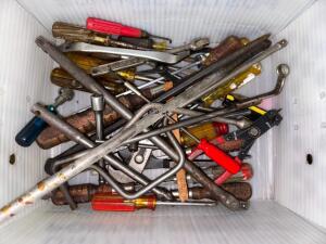 BIN WITH ASSORTED HAND TOOLS