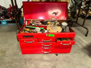 26" METAL TOOL BOX WITH CONTENTS