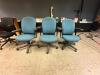 (3)- BLUE OFFICE CHAIRS ON WHEELS - 2