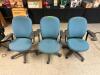 (3)- BLUE OFFICE CHAIRS ON WHEELS - 4