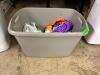 PLASTIC TOTE WITH ASSORTED HALLOWEEN ACCESSORIES AND TOYS - 3