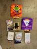 PLASTIC TOTE WITH ASSORTED HALLOWEEN ACCESSORIES AND TOYS - 7