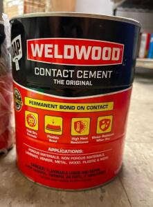 (2)- ONE GALLON CANS OF WELDWOOD CONTACT CEMENT