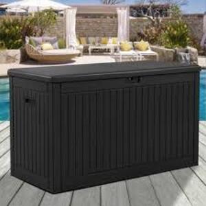 DESCRIPTION: (1) OUTDOOR STORAGE BOX BRAND/MODEL: KETER INFORMATION: BLACK SIZE: 260 GALLON RETAIL$: $359.89 EA QTY: 1