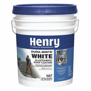 DESCRIPTION: (1) ELASTOMERIC ROOF COATING BRAND/MODEL: HENRY #40P314 INFORMATION: WHITE RETAIL$: $127.60 SIZE: 5 GALLON QTY: 1