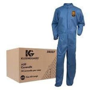 DESCRIPTION: (1) CASE OF (20) DENIM BLUE COVERALLS BRAND/MODEL: KLEENGUARD #58507 SIZE: 4XL RETAIL$: $144.99 EA QTY: 1