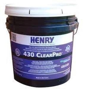 DESCRIPTION: (1) CLEAR FLOOR TILE ADHESIVE BRAND/MODEL: HENRY 430 SIZE: 4 GALLON RETAIL$: $77.85 EA QTY: 1