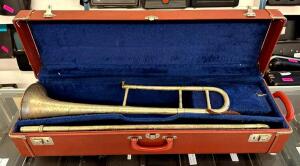 VINTAGE SILVER TROMBONE WITH CASE