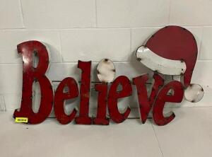 43" X 22" BELIEVE CHRISTMAS SIGN, METAL