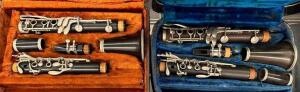 PLASTIC AND WOOD CLARINETS WITH CASE