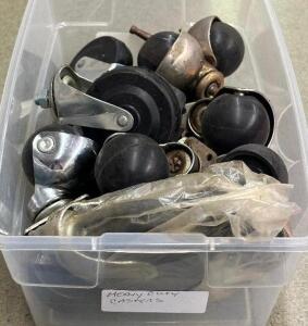 BIN OF HEAVY DUTY CASTERS