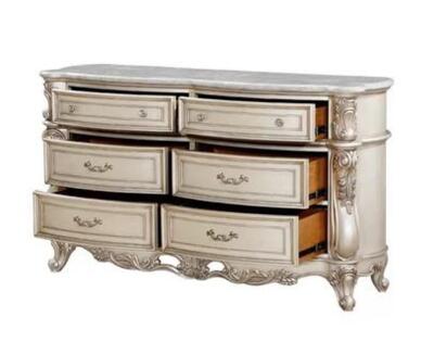 KHIABET 6 DRAWER DRESSER WITH MARBLE TOP