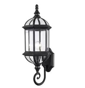 (3) - Wentworth 1-Light Large Black Outdoor Wall Light Fixture with Clear Glass