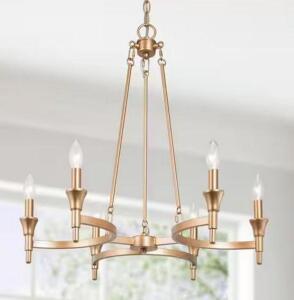 Modern Dining Room Candlestick Chandelier 6-Light Brass Gold Branch Chandelier