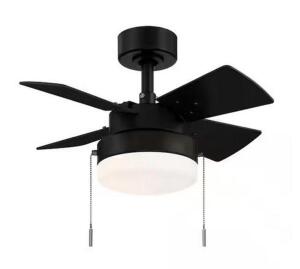 Metarie II 24 in. Indoor Matte Black Ceiling Fan with Light