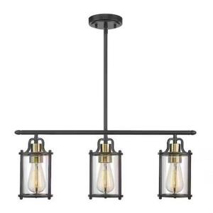 Modern 3-Light Black and Gold Kitchen Island Pendant Lighting Chandelier for Kitchen Island Dining Room