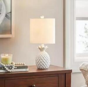 (2) - Sutton 16.5 in. White Pineapple Table Lamp with White Fabric Shade