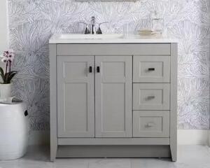 Bladen 36 in. W x 19 in. D x 35 in. H Single Sink Freestanding Bath Vanity in Gray with White Cultured Marble Top