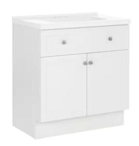 Hartridge 31 in. W x 19 in. D x 34 in. H Single Sink Bath Vanity in White with White Cultured Marble Top