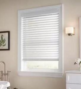 (2) - White Cordless Faux Wood Blinds for Windows with 2 in. Slats - 35 in. W x 64 in. L (Actual Size 34.5 in. W x 64 in. L)