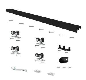 72 in. Black Aluminum Sliding Bypass Track and Hardware Set for 2 Door System