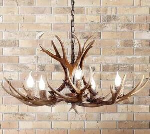 Eldora 30 in. Adjustable Resin Antler 5-Light Brown LED Chandelier