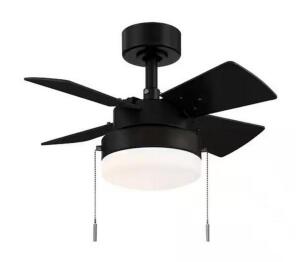 Metarie II 24 in. Indoor Matte Black Ceiling Fan with Light