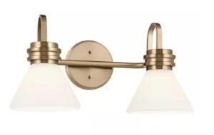 Farum 19.25 in. 2-Light Champagne Bronze Modern Bathroom Vanity Light with Opal Glass Shades