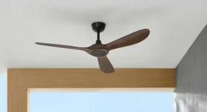 Tager 52 in. Smart Indoor/Outdoor Matte Black with Whiskey Barrel Blades Ceiling Fan with Remote Powered by Hubspace