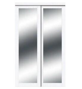 48 in. x 80 in. Harmony White Mirror MDF Bypass Sliding Closet Door