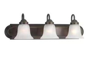 Solvang 24 in. 3-Light Antique Bronze Traditional Bathroom Vanity Light with Alabaster Glass