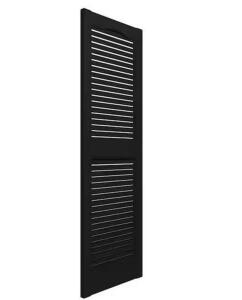 14.5 in. x 64 in. Louvered Vinyl Exterior Shutters Pair in Black