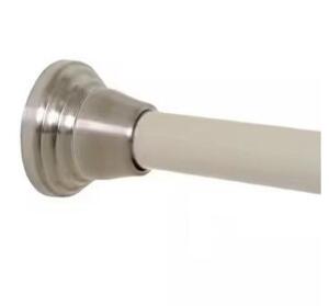 NeverRust Decorative Finial 46 in. to 72 in. Aluminum Adjustable Tension No-Tools Shower Curtain Rod in Brushed Nickel