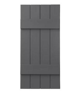 (2) - 15 in. x 39 in. Polypropylene 4-Board Closed Board and Batten Shutters Pair in Gray