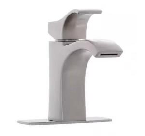 Venturi Single Hole Single-Handle Bathroom Faucet in Spot Defense Brushed Nickel.