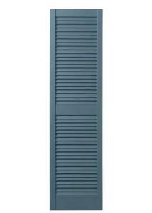 (2) - 15 in. x 59 in. Open Louvered Polypropylene Shutters Pair in Coastal Blue