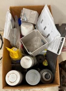 ASSORTED SPRAY PAINT AND ELECTRICAL SUPPLIES