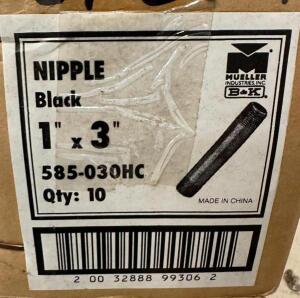 (3)- BOXES OF 1"X3" BLACK NIPPLES