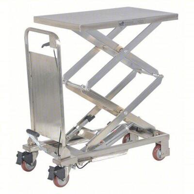 DESCRIPTION: (1) MANUAL MOBILE SCISSOR-LIFT TABLEBRAND/MODEL: PRODUCT NUMBER #2TKX8INFORMATION: CORROSION RESISTANT, 220 LB LOAD CAPACITYSIZE: 33 3/4" X 37 1/2" X 17 3/4"RETAIL$: $1602.15 EAQTY: 1