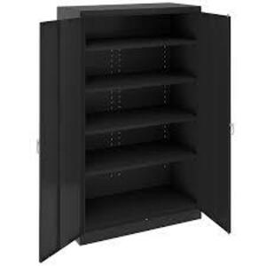 DESCRIPTION: (1) JUMBO STORAGE CABINETBRAND/MODEL: TENNSCO #J2478SU-BLKINFORMATION: BLACK, STEEL, SWING HANDLESIZE: 24" X 48" X 78"RETAIL$: $825.00 EAQTY: 1