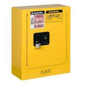 DESCRIPTION: (1) FLAMMABLE LIQUID STORAGE CABINET BRAND/MODEL: JUSTRITE #890200 INFORMATION: YELLOW SIZE: 22" H x 17" W x 8" D RETAIL$: $581.00 EA QTY