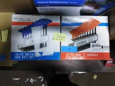 DESCRIPTION: (2) SETS OF HEX KEY SETS, T-HANDLE BRAND/MODEL: BARNES INFORMATION: (1) SAE SET AND (1) METRIC SET RETAIL$: $75.00 TOTAL QTY: 2