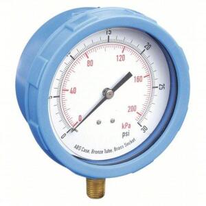 DESCRIPTION: (4) INDUSTRIAL PRESSURE GAUGE BRAND/MODEL: PRODCUT NUMBER #4EFG2 INFORMATION: BLUE, 0 TO 30 PSI, 1/4" NPT SIZE: 4" DIAL RETAIL$: $71.10 E