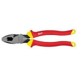 DESCRIPTION: (1) SET OF INSULATED LINEMANS PLYERS BRAND/MODEL: MILWAUKEE #48-22-2209 INFORMATION: 1000V SIZE: 9" RETAIL$: $63.35 EA QTY: 1