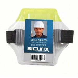 DESCRIPTION: (1) CASE OF (16) BOXES OF (12) ARM BADGE HOLDER BRAND/MODEL: SICURIX #54HP80 SIZE: Vertical, Black/Clear/Yellow, Blank, Nylon, 2 1/4 in L