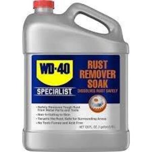 DESCRIPTION: (1) RUST REMOVER SOAK BRAND/MODEL: WD-40 SPECIALIST SIZE: 1 GALLON RETAIL$: $44.47 EA QTY: 1