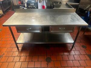 72" X 30" ALL STAINLESS TABLE W/ 4" BACK SPLASH