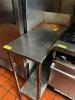 DESCRIPTION 27" X 12" STAINLESS TABLE W/ 4" BACK SPLASH SIZE 27" X 12" LOCATION KITCHEN QTY 1