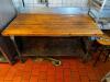 DESCRIPTION 60" X 30" BUTCHER BLOCK TABLE TOP W/ BASE. SIZE 60" X 30" LOCATION KITCHEN QTY 1