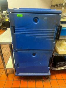 DESCRIPTION DOUBLE STACK ROLL ABOUT INSULATED CATERING BOX. ( BLUE ) LOCATION KITCHEN QTY 1